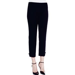 Kate Spade Black Jackie Gold Stud Bow Cuff Crop Pants Size 8